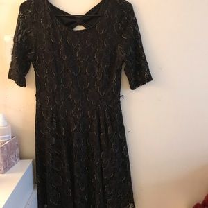 Black and gold lace bow dress